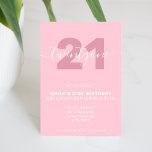 Modern Elegant Pink 21st Birthday Invitation<br><div class="desc">Modern girly feminine pink 21st Birthday Invitation. Minimalist 21st birthday invitation template design featuring elegant calligraphy hand lettered script font.</div>