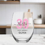 Modern Elegant Pink 30th Birthday<br><div class="desc">Modern Elegant 30th Birthday Wine Glass</div>