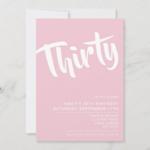 Modern Elegant Pink 30th Birthday Invitation
