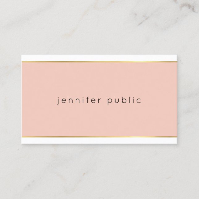 Modern Elegant Pink And Gold Professional Pretty Business Card (Front)
