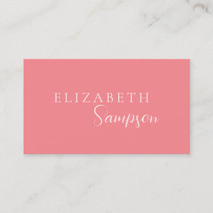 Modern Elegant Pink and White Business Card