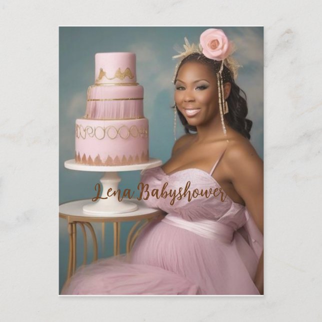 Modern, elegant pink baby shower postcard (Front)