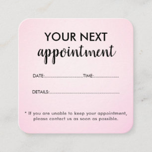 Modern Elegant Pink Beauty Salon Appointment Card
