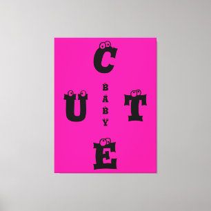 Modern elegant pink black design cute baby canvas print