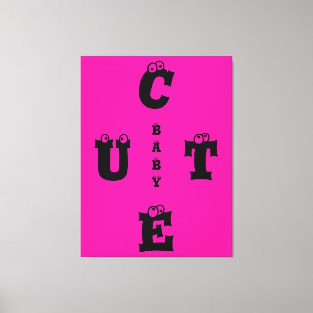 Modern elegant pink black design cute baby   canvas print (Front)