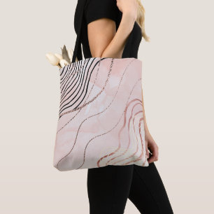 Modern Elegant Pink Bohemian Rose Gold Tote Bag