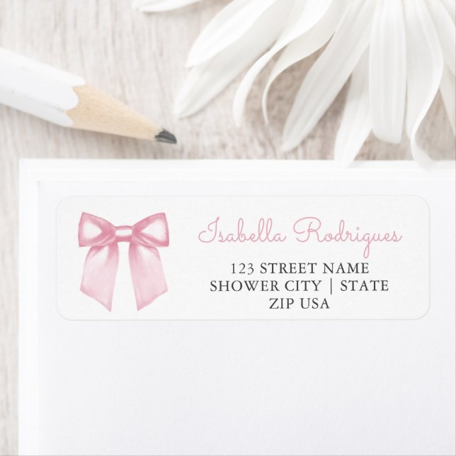 Modern Elegant Pink Bow Return Address (Insitu)