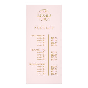 Modern Elegant Pink Business Logo Menu Price List