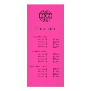 Modern Elegant Pink Business Logo Menu Price List