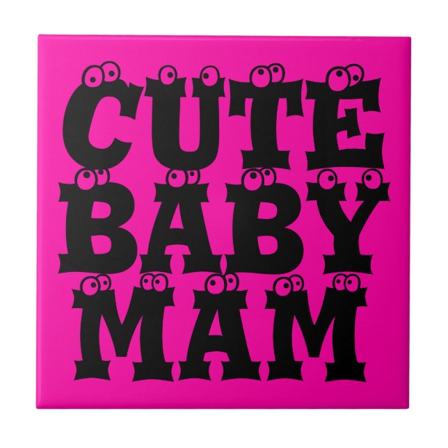 Modern elegant  -pink  design spring CUTE BABY MAM Tile (Front)