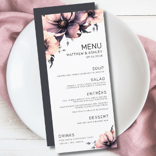 Modern Elegant Pink Floral Wedding Menu
