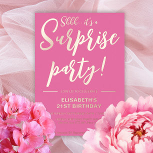 Modern Elegant Pink&Gold 21st Surprise Birthday