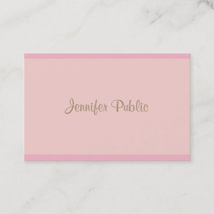 Modern Elegant Pink Gold Calligraphy Template Top Business Card