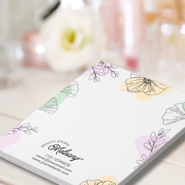Modern Elegant Pink Gold Green Floral Line Art  Notepad (Creator Uploaded)