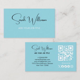 Modern Elegant Pink Gold QR Code Social Media Scri Business Card