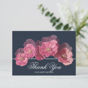 Modern Elegant Pink Icelandic Poppy Thank You Card