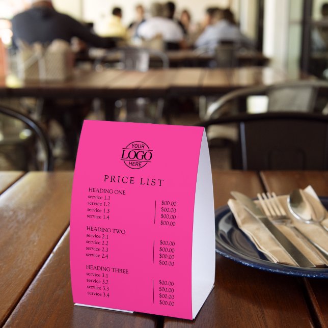Modern Elegant Pink Logo Service Menu Price List (Insitu(Restaurant))