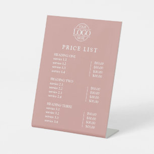 Modern Elegant Pink Logo Service Menu Price List Pedestal Sign