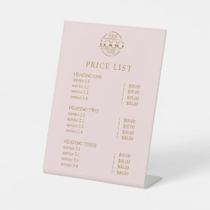 Modern Elegant Pink Logo Service Menu Price List Pedestal Sign