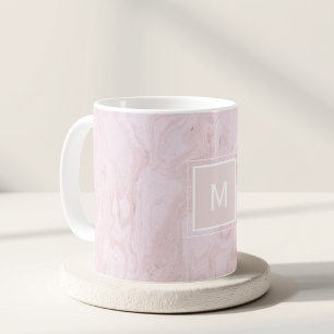 Modern Elegant Pink Marble Custom Monogram Coffee Mug