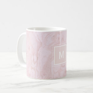Modern Elegant Pink Marble Custom Monogram Coffee Mug