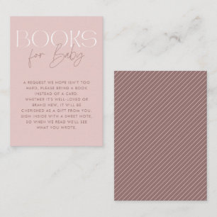 Modern Elegant Pink Mauve Script Books for Baby Enclosure Card