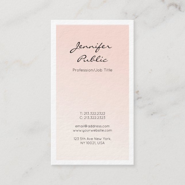 Modern Elegant Pink Minimalist Professional Luxury Business Card (Front)