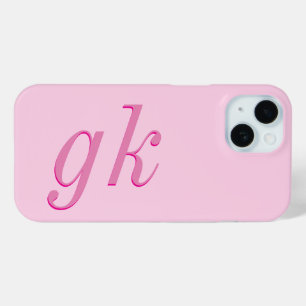 Modern Elegant Pink Monogram Initials iPhone 15 Case