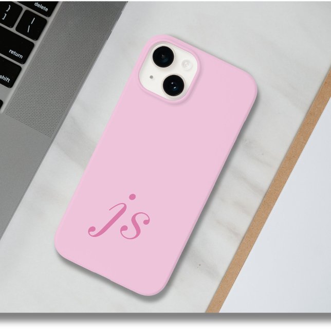 Modern Elegant Pink  Monogram Initials Case-Mate iPhone Case (Creator Uploaded)
