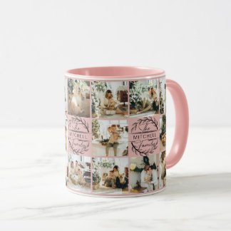 Modern Elegant Pink Multi Photo Collage Keepsake Mug