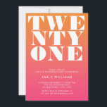 Modern Elegant Pink Orange Bold Typography Invitation<br><div class="desc">Modern 21st birthday invitation featuring elegant bold typography and minimalist design.</div>