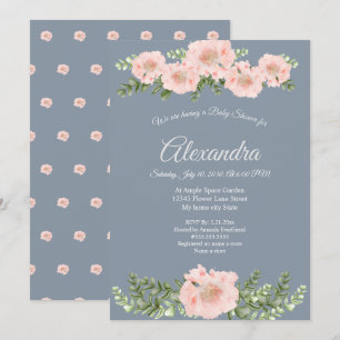 Modern Elegant  Pink Poppy floral Baby Shower Announcement