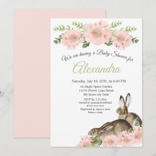 Modern Elegant  Pink Poppy floral Baby Shower Announcement