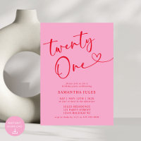 Modern Elegant Pink Red 21st Birthday Party