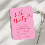 Modern Elegant Pink Red Hello 30th Birthday Party Invitation<br><div class="desc">Celebrate your milestone with style using our Modern Elegant Pink and Red Hello 30th Birthday Party Invitation! Featuring a vibrant blend of pink and red hues, this chic and sophisticated design perfectly captures the excitement of turning 30. With sleek typography and modern accents, this invitation sets the tone for a...</div>