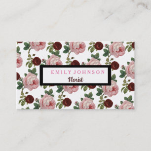 Modern elegant Pink & Red Roses Floral Business Card