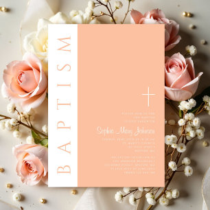 Modern Elegant Pink Religious Girl Baptism Invitation