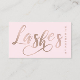 Modern elegant pink & rose gold lashes extension business card