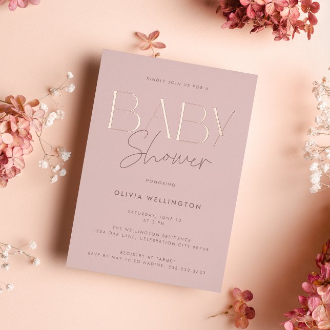 Modern Elegant Pink Script Baby Shower Gold (Creator Uploaded)