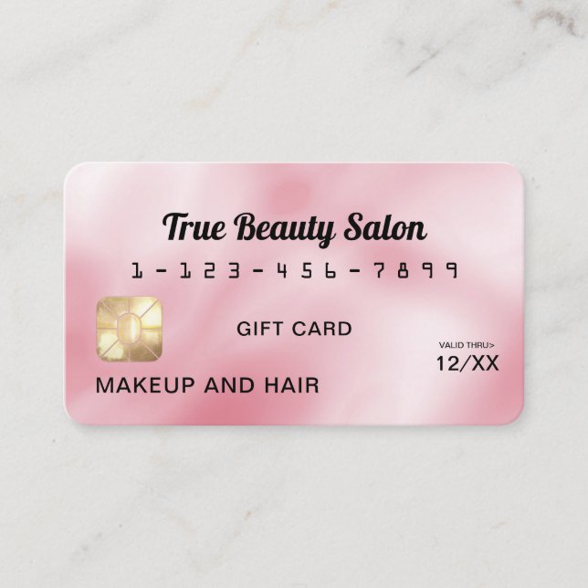 Modern Elegant Pink Silk Credit Gift Card (Front)