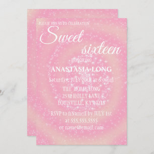 Modern, Elegant Pink Sparkly Save The Date