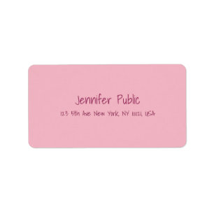 Modern Elegant Pink Template Hand Script Simple Label
