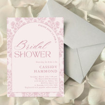 Modern Elegant Pink Toile Floral Bridal Shower