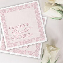 Modern Elegant Pink Toile Floral Bridal Shower