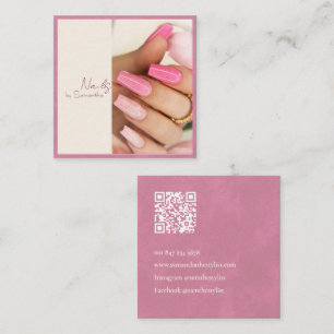 Modern Elegant Pink Velvet  Square Business Card