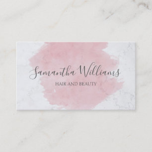 Modern Elegant Pink Watercolor Marble  Business Card