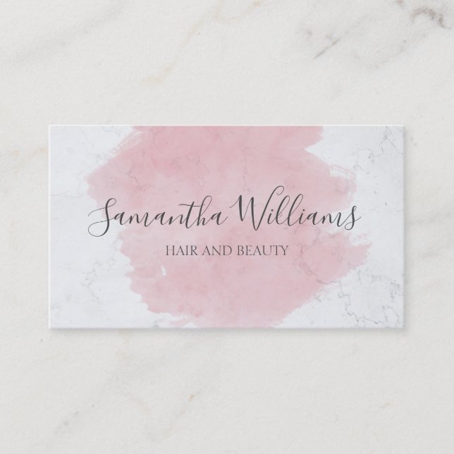 Modern Elegant Pink Watercolor Marble  Business Card (Front)