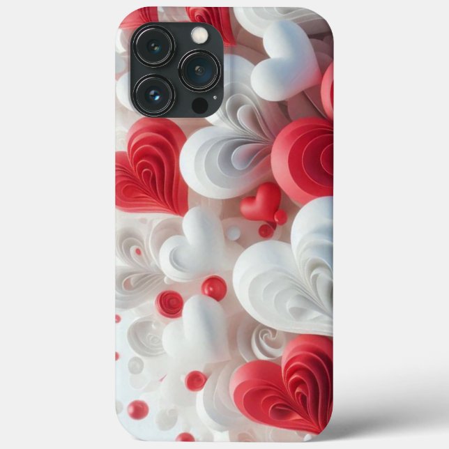 Modern elegant pink white heart valentine  Case-Mate iPhone case (Back)