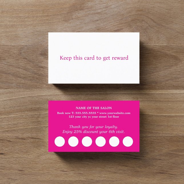 Modern Elegant Pink White Salon  Loyalty Card (Creator Uploaded)