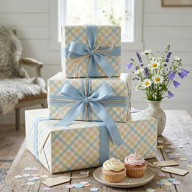 Modern Elegant Plaid Pattern Easter Gift Wrapping Paper (Creator Uploaded)